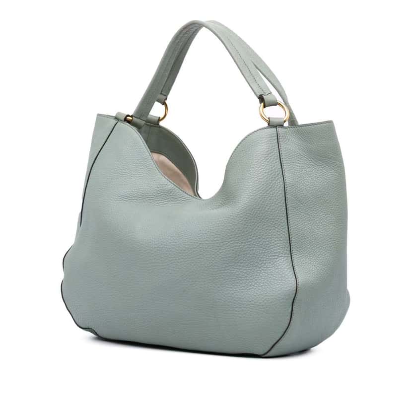Gucci Medium Pebbled Calfskin Twill Tote Blue Leather Good condition - Back View