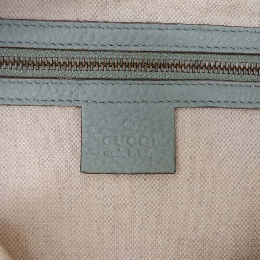 Gucci Medium Pebbled Calfskin Twill Tote Blue Leather Good condition - Box View