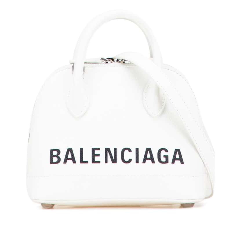 Balenciaga XXS Calfskin Ville Top Handle Bag White Leather Good condition - Front View