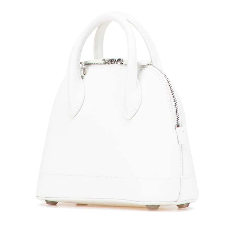 Balenciaga XXS Calfskin Ville Top Handle Bag White Leather Good condition - Back View