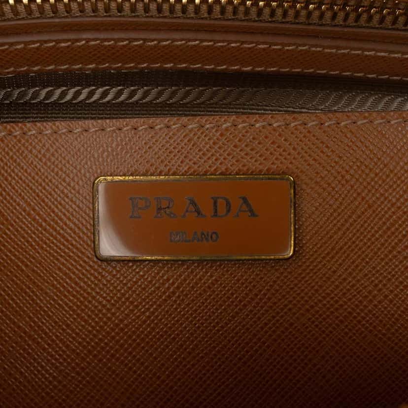 Prada Medium Saffiano Lux Promenade Satchel Brown Leather Good condition - Box View