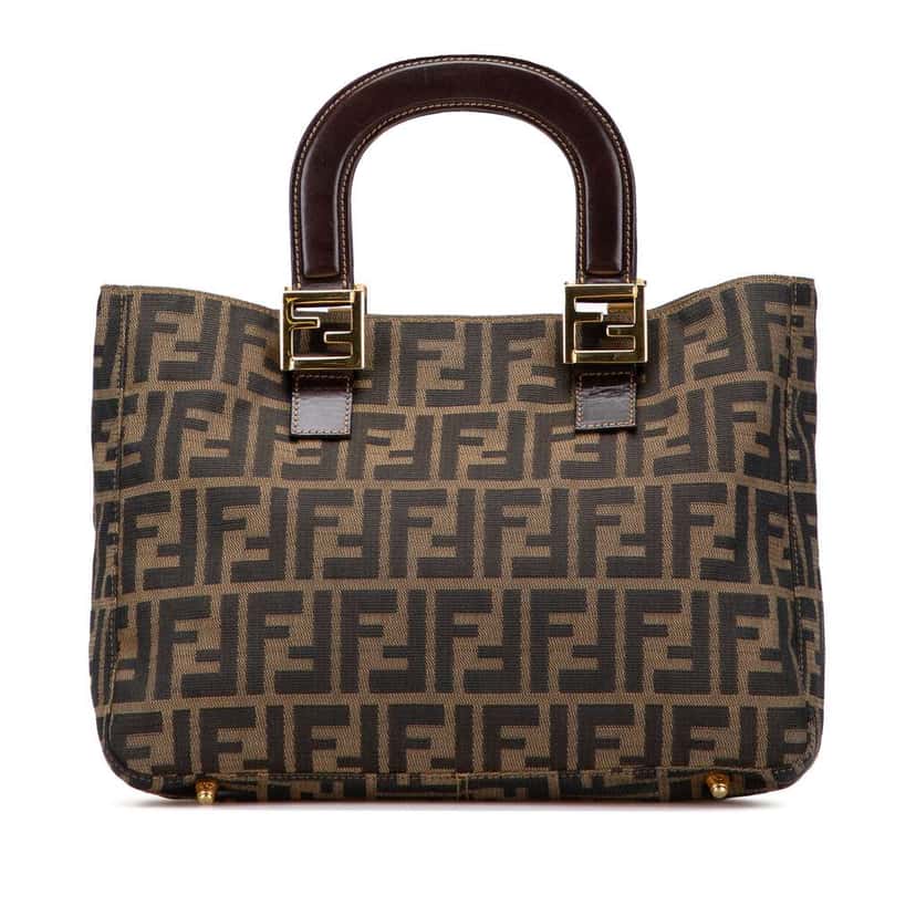 Fendi Small Zucca Canvas Twins Tote Brown Canvas Good condition - Front View