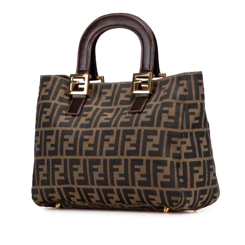 Fendi Small Zucca Canvas Twins Tote Brown Canvas Good condition - Back View