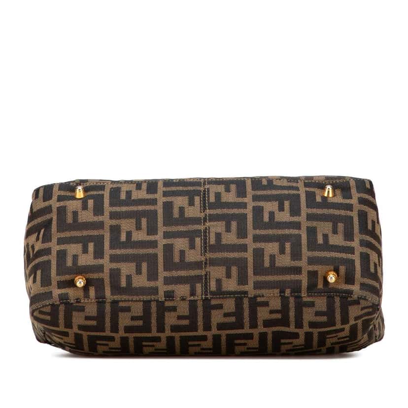 Fendi Small Zucca Canvas Twins Tote Brown Canvas Good condition - Inside View