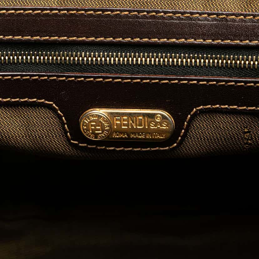 Fendi Small Zucca Canvas Twins Tote Brown Canvas Good condition - Box View