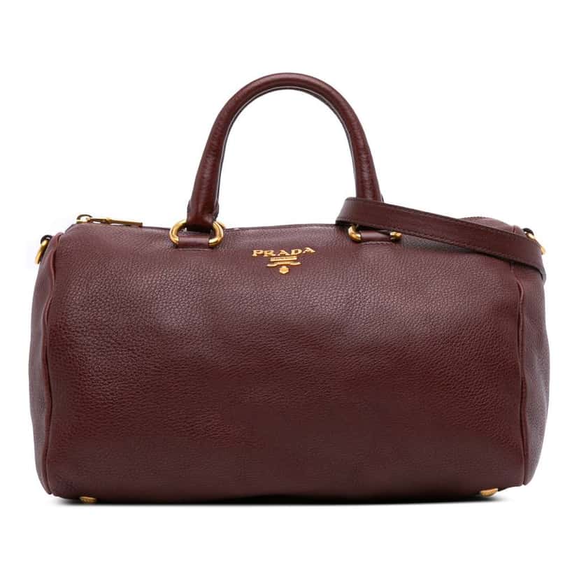 Prada Vitello Daino Zip Top Satchel Red Leather Good condition - Front View