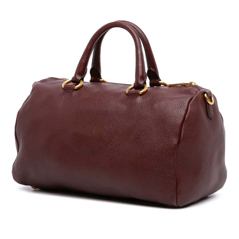 Prada Vitello Daino Zip Top Satchel Red Leather Good condition - Back View