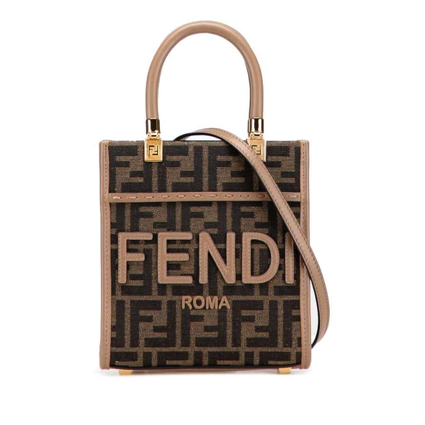 Fendi Mini Zucca Canvas Sunshine Shopper Tote Brown Canvas Good condition - Front View