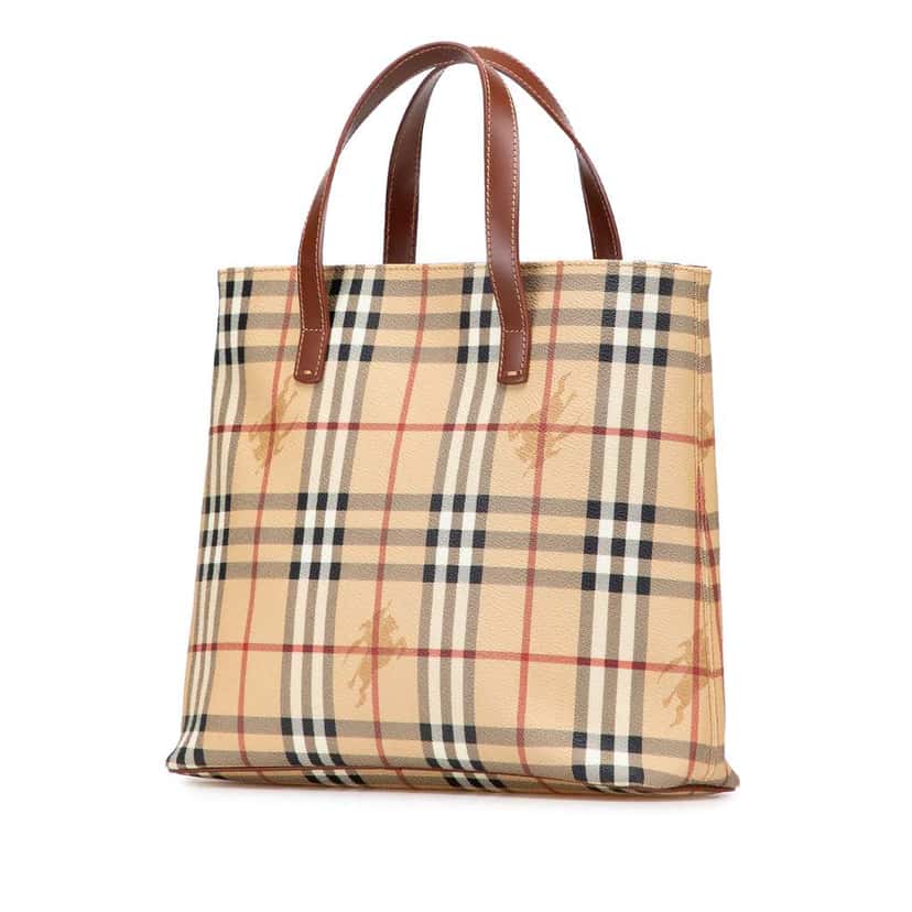 Burberry Haymarket Check Coated Canvas Tote Brown Canvas Good condition - Back View