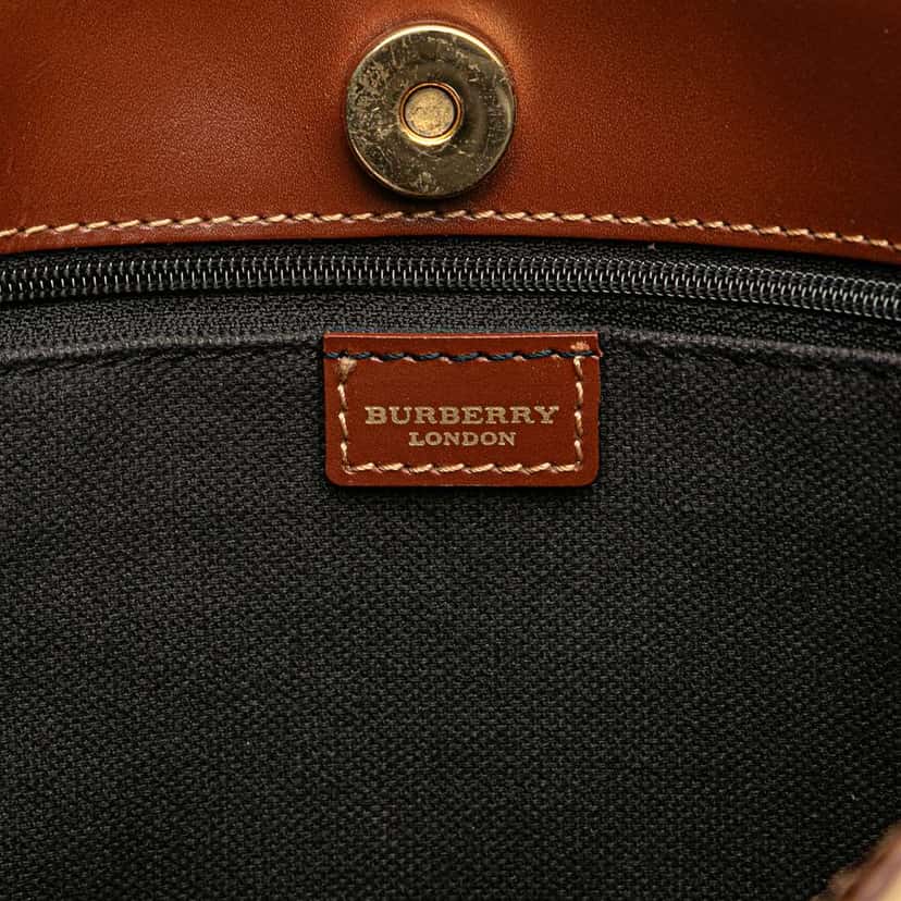 Burberry Haymarket Check Coated Canvas Tote Brown Canvas Good condition - Box View