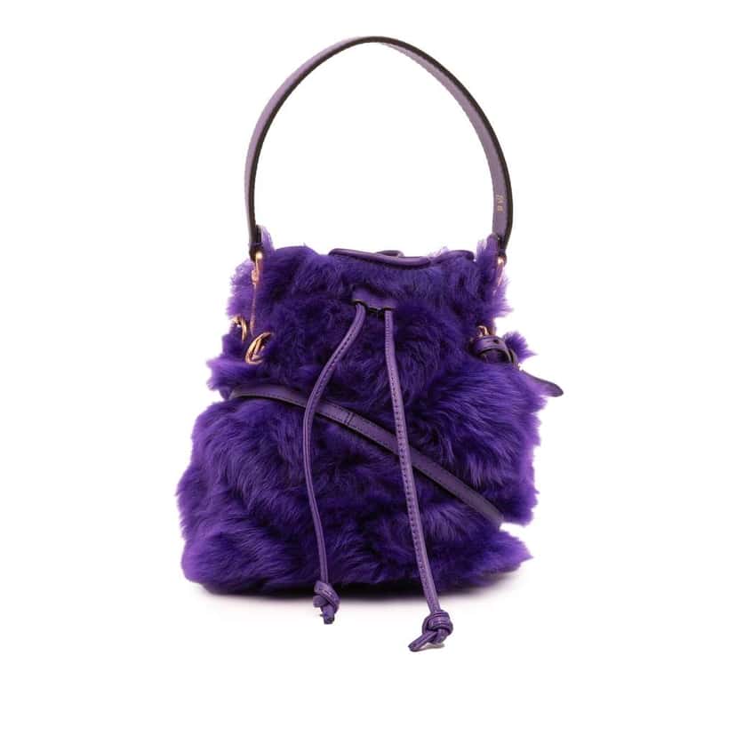 Fendi Mini Fur Mon Tresor Bucket Bag Purple Good condition - Front View