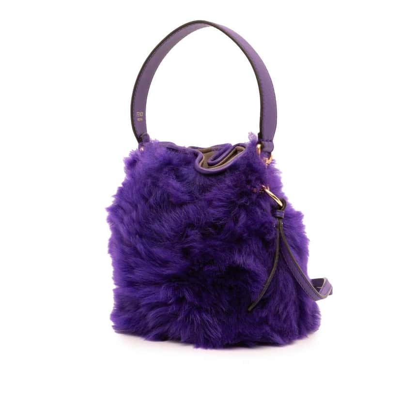 Fendi Mini Fur Mon Tresor Bucket Bag Purple Good condition - Back View