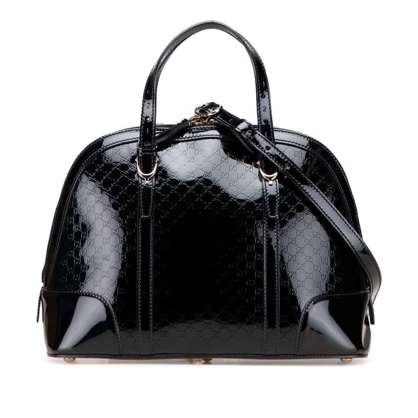 Gucci Small Microguccissima Patent Nice Satchel Black Leather Good condition - Front View