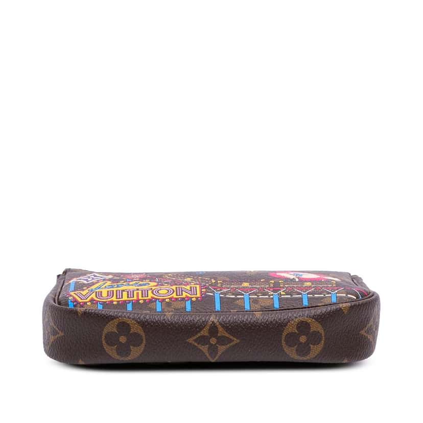 Louis Vuitton Monogram Vivienne Christmas Roller Coaster Mini Pochette Accessoires Brown Canvas Good condition - Inside View