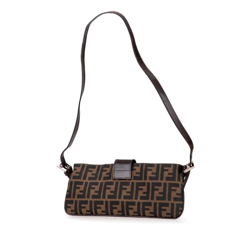 Fendi Zucca Canvas Shoulder Bag Brown Canvas Fair condition - Back View
