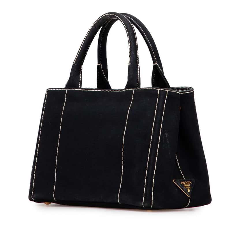Prada Small Canvas Canapa Logo Satchel Black Canvas Good condition - Back View
