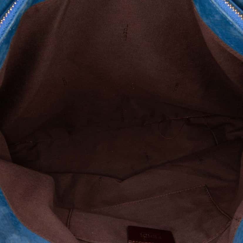 Fendi Nubuck FF Chains Tote Blue Leather Good condition - Model View