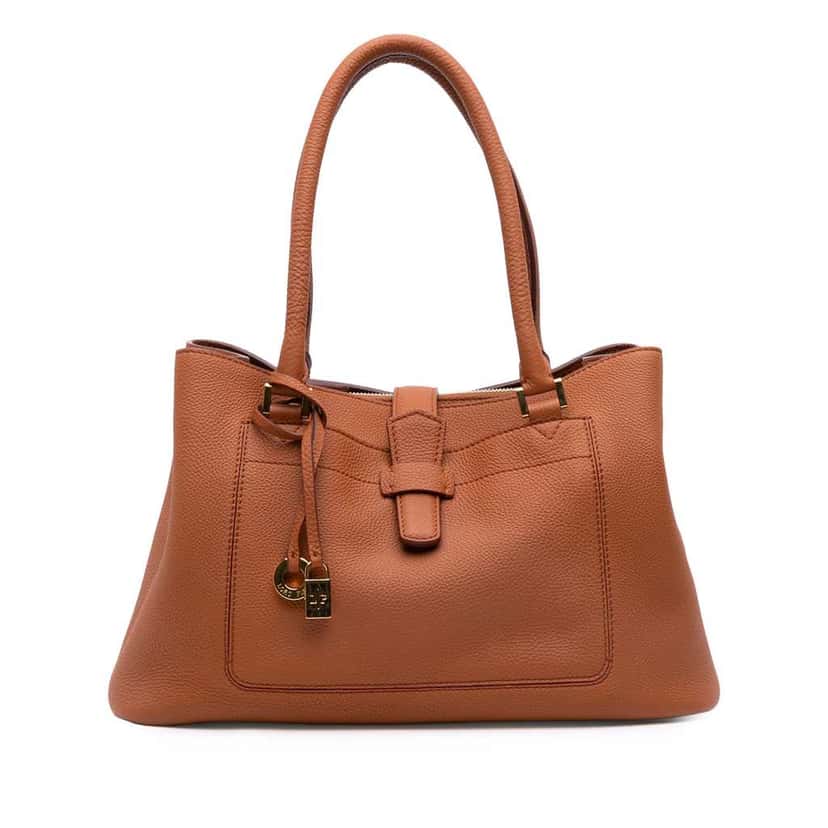 Loro Piana Grained Calfskin Bellevue Odessa Tote Brown Leather Good condition - Front View