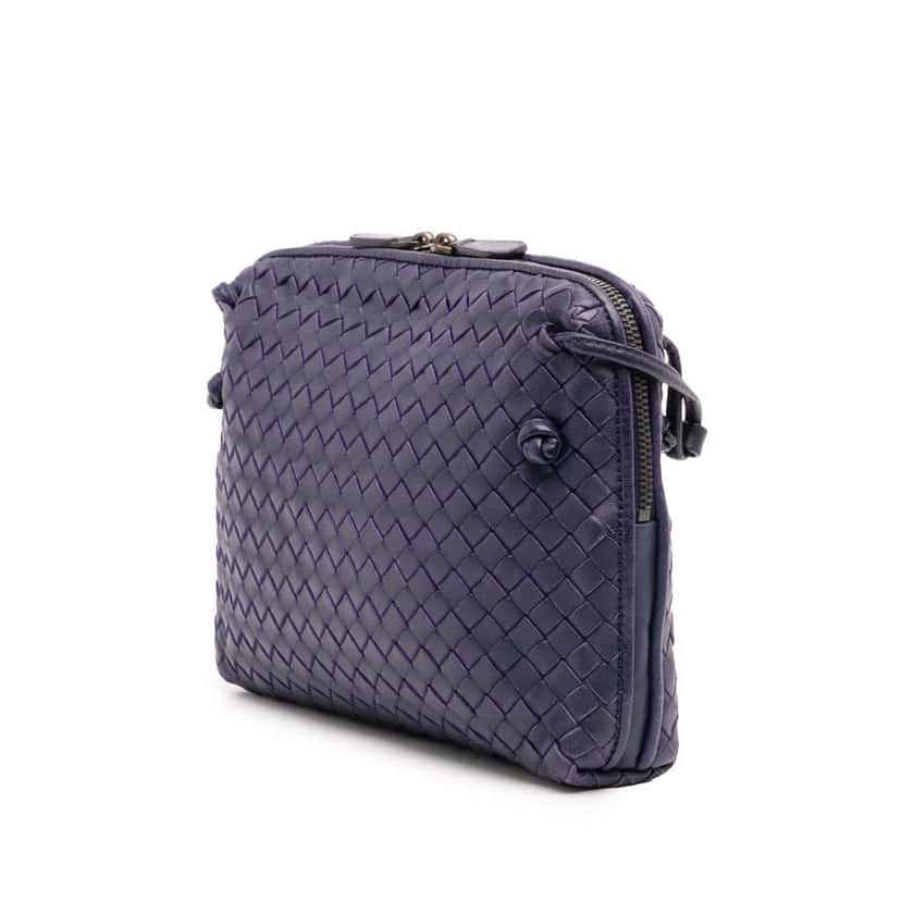 Bottega Veneta Nappa Intrecciato Nodini Crossbody Purple Leather Good condition - Back View