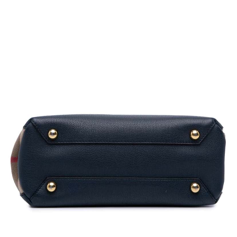 Burberry Medium Leather and House Check Banner Satchel Blue Leather Good condition - Inside View