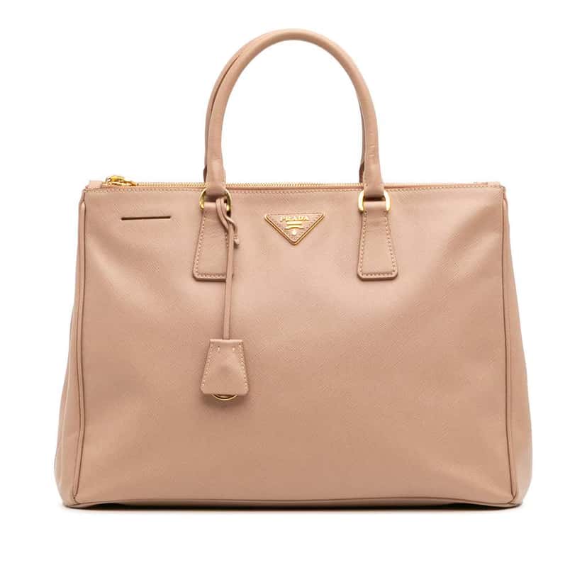 Prada Large Saffiano Lux Galleria Double Zip Satchel Brown Leather Good condition - Front View