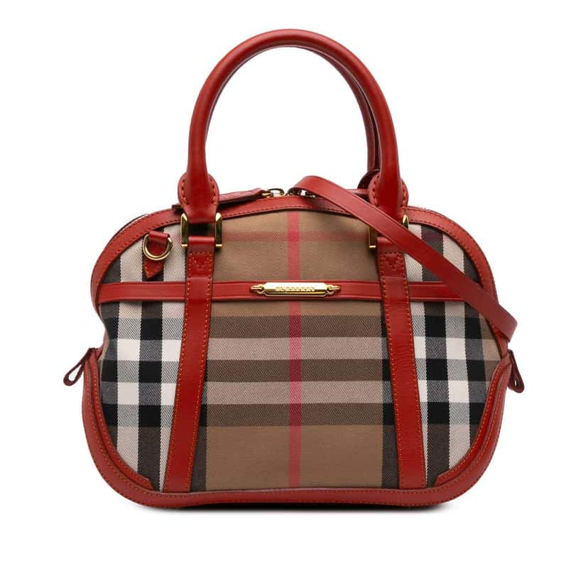 Burberry Small House Check Canvas Bridle Orchard Satchel Brown Canvas Good condition - Front View