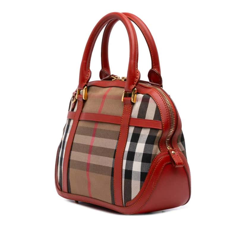 Burberry Small House Check Canvas Bridle Orchard Satchel Brown Canvas Good condition - Back View