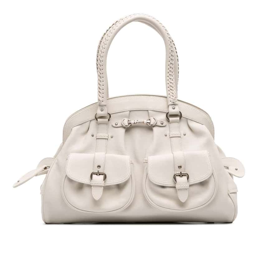 Dior Large Calfskin My Dior Frame Handbag White Leather Good condition - Front View