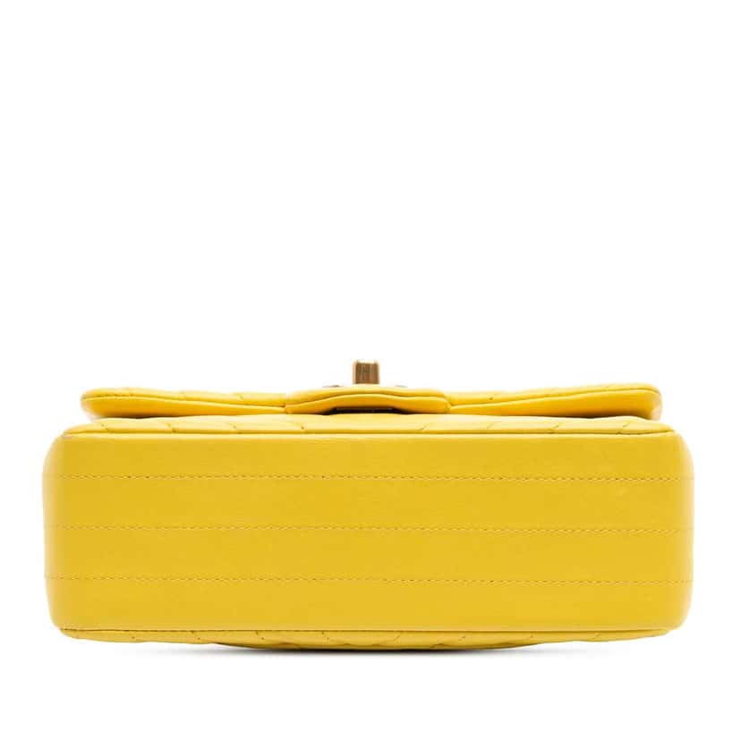 Chanel Mini Rectangular Classic Chevron Lambskin Single Flap Yellow Leather Good condition - Inside View