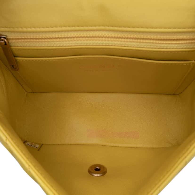 Chanel Mini Rectangular Classic Chevron Lambskin Single Flap Yellow Leather Good condition - Model View