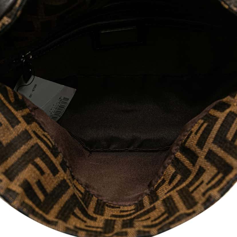 Fendi Zucca Canvas Double Flap Shoulder Bag Brown Canvas Good condition - Model View