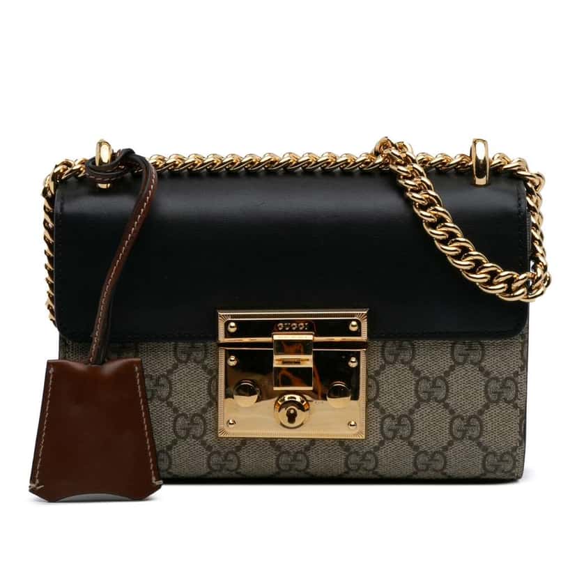 Gucci Small GG Supreme Padlock Crossbody Brown Canvas Good condition - Front View