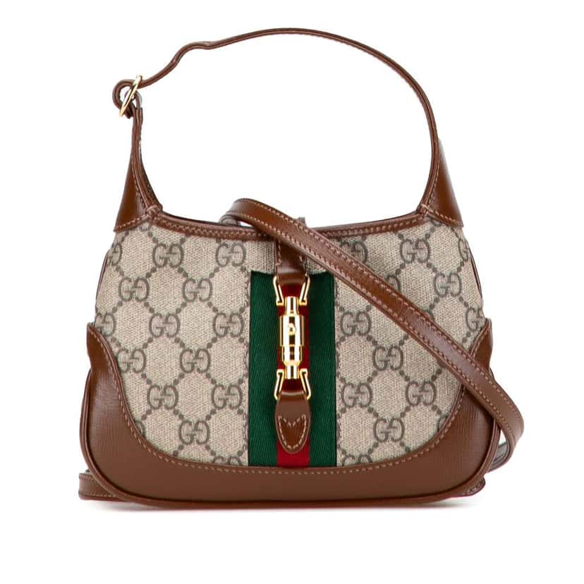 Gucci Mini GG Supreme Web Jackie 1961 Crossbody Brown Canvas Good condition - Front View