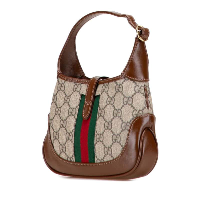 Gucci Mini GG Supreme Web Jackie 1961 Crossbody Brown Canvas Good condition - Back View