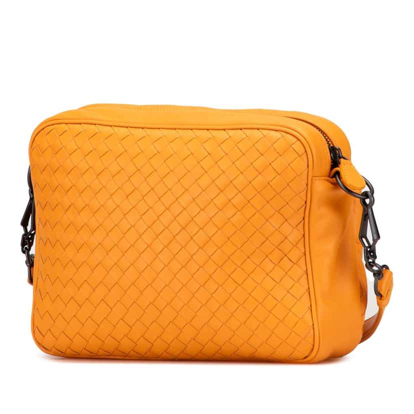 Bottega Veneta Nappa Intrecciato Front Pocket Messenger Bag Yellow Leather Good condition - Back View