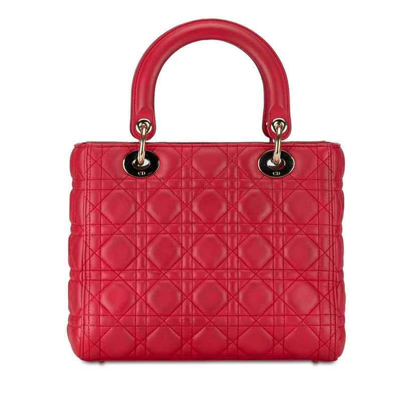 Dior Medium Lambskin Cannage Lady Dior Red Leather Good condition - Inside View