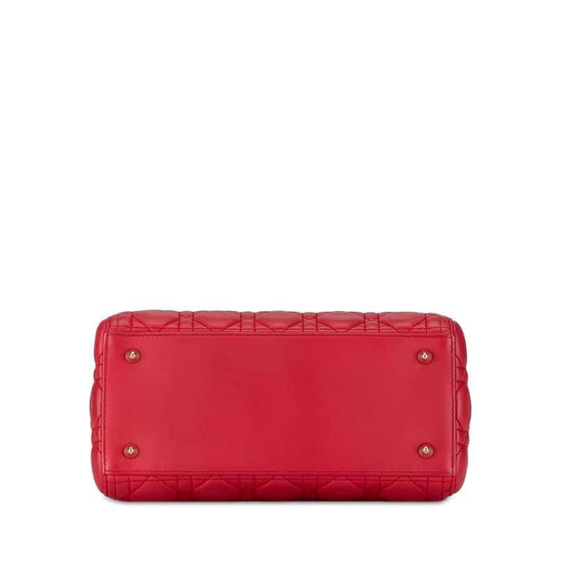 Dior Medium Lambskin Cannage Lady Dior Red Leather Good condition - Model View