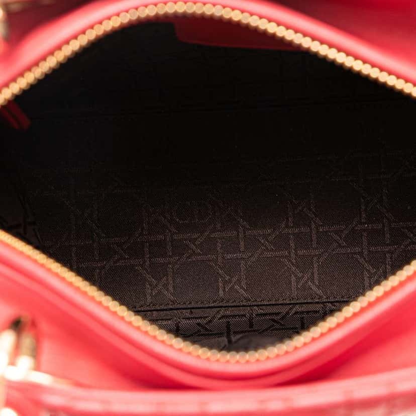 Dior Medium Lambskin Cannage Lady Dior Red Leather Good condition - Box View