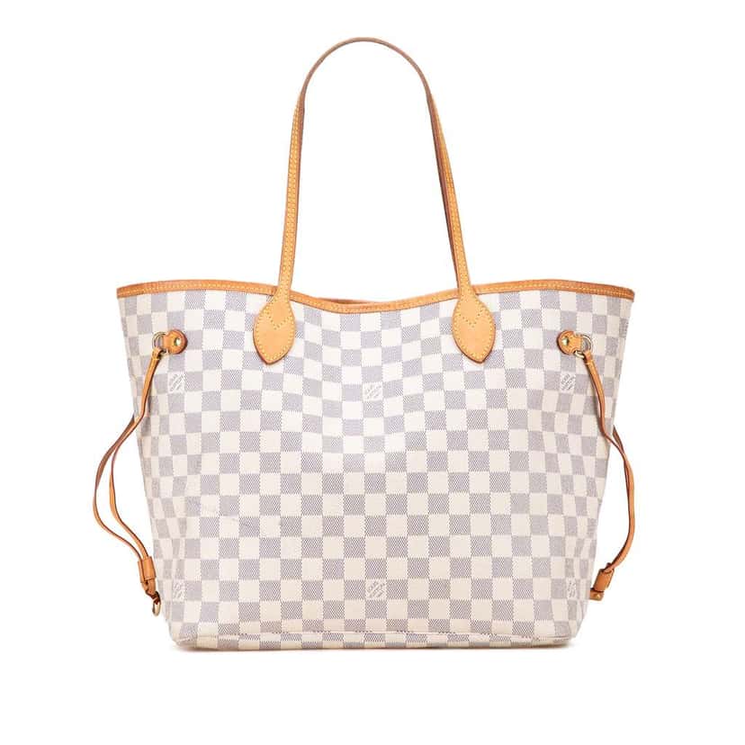 Louis Vuitton Damier Azur Neverfull MM White Canvas Good condition - Front View