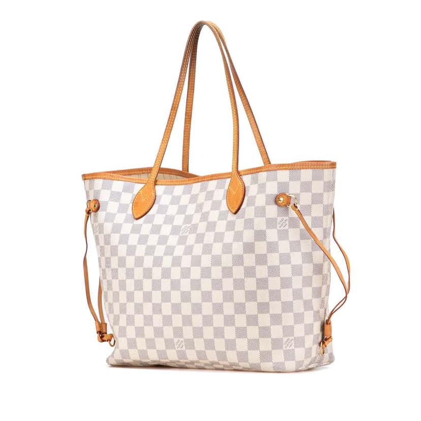 Louis Vuitton Damier Azur Neverfull MM White Canvas Good condition - Back View