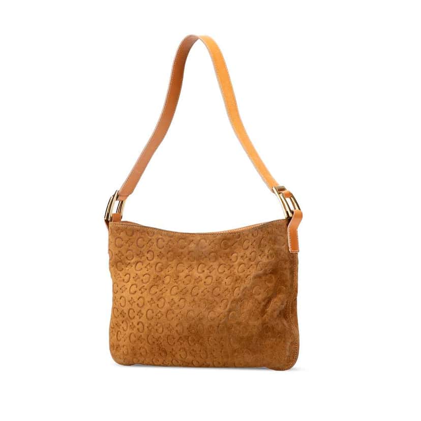 Celine C Macadam Suede Shoulder Bag Brown Leather Good condition - Back View