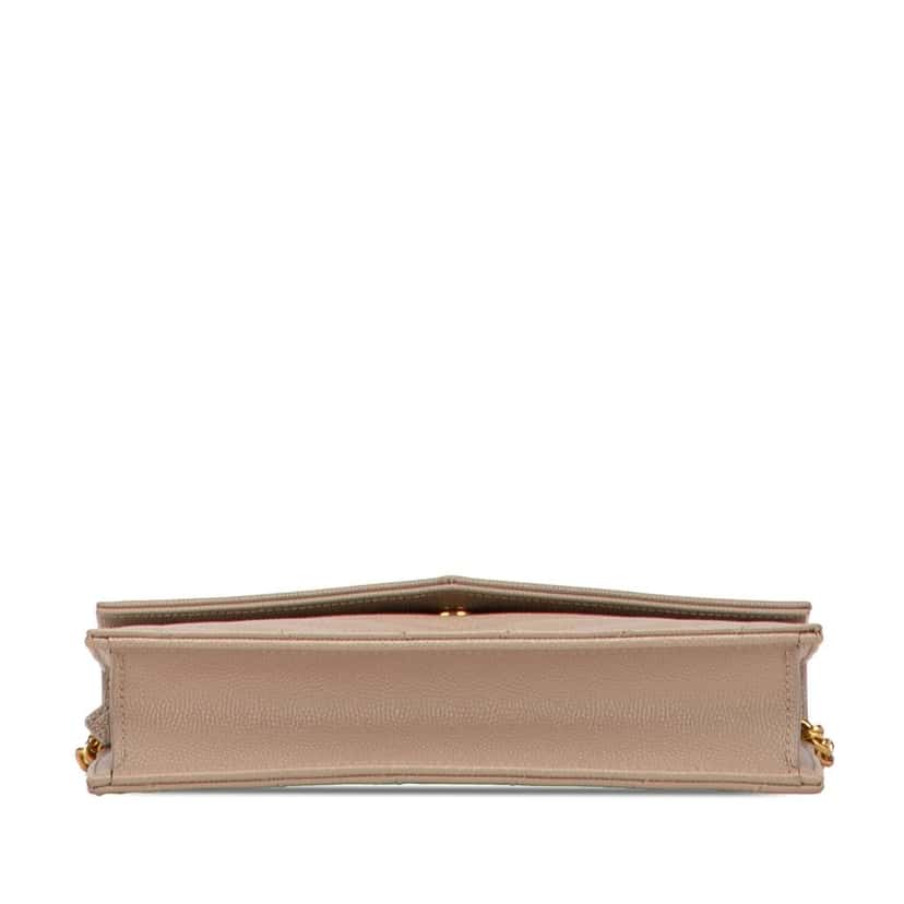 Saint Laurent Grain De Poudre Cassandre Envelope Chain Wallet Brown Leather Good condition - Inside View