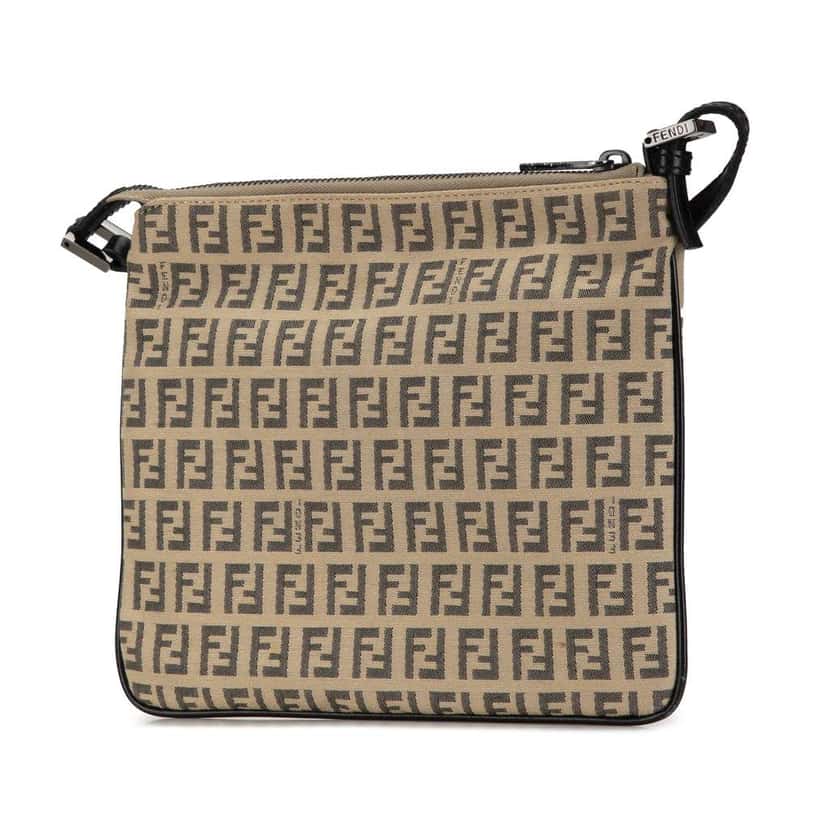 Fendi Zucchino Canvas Crossbody Brown Canvas Good condition - Back View