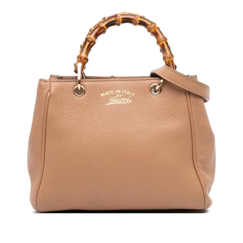 Gucci Mini Calfskin Bamboo Shopper Satchel Brown Leather Fair condition - Front View