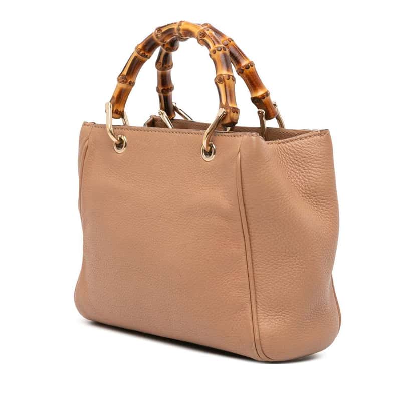 Gucci Mini Calfskin Bamboo Shopper Satchel Brown Leather Fair condition - Back View