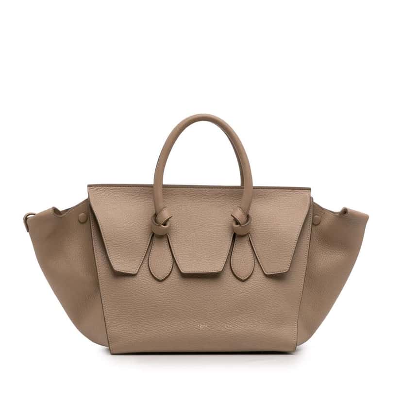 Celine Medium Grained Calfskin Tie Knot Handbag Brown Leather Good condition - Front View