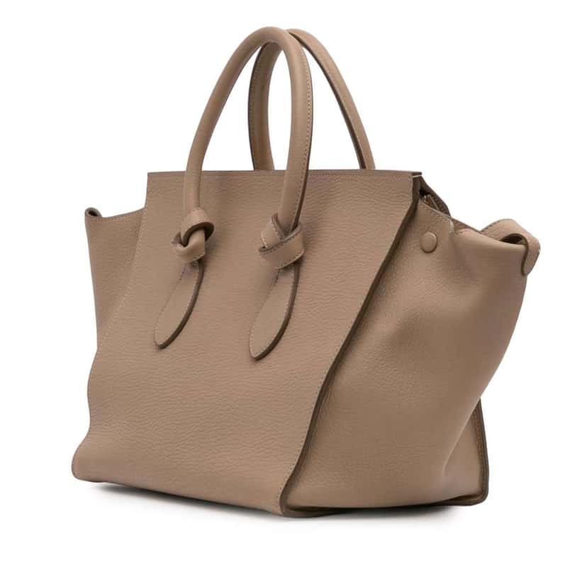 Celine Medium Grained Calfskin Tie Knot Handbag Brown Leather Good condition - Back View