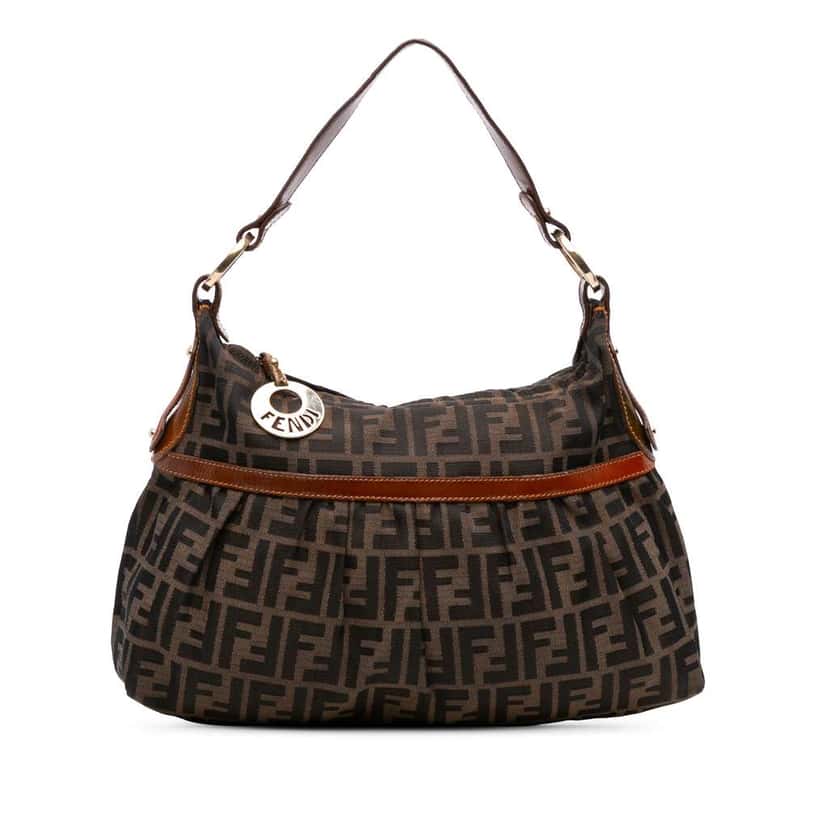 Fendi Zucca Canvas Chef Shoulder Bag Brown Canvas Good condition - Front View