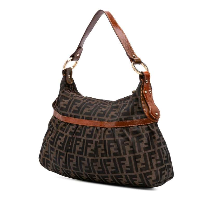 Fendi Zucca Canvas Chef Shoulder Bag Brown Canvas Good condition - Back View