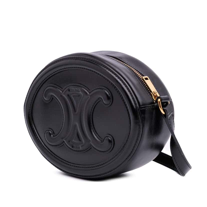 Celine Small Calfskin Cuir Triomphe Oval Crossbody Black Leather Good condition - Back View